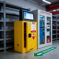 Flammable Safety Cabinet, 38' H x 28' D x 24' W, Yellow, Industrial, Slab Door, Floor Mount, Steel, Powder Coated, Adjustable Shelf, for Commercial Industrial Home Use, Tools, Laboratory
