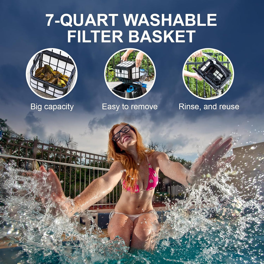 8streme Black Pearl Ultra Robotic Pool Cleaner – Battery-Powered Inground Vacuum for Pools Up to 10 Ft Deep – Wall Climber – 150 Min Runtime – 7 Quart Top Load Filter – 2-Year Warranty