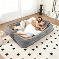 Floor Chair with Back Support, Human Dog Bed, Folding Loveseat with 5 Adjustable Position, 2 Pillows, Chenille Meditation Gaming Chair for Lazy Boys, Living Room, Lounge, Bedroom, Light Grey