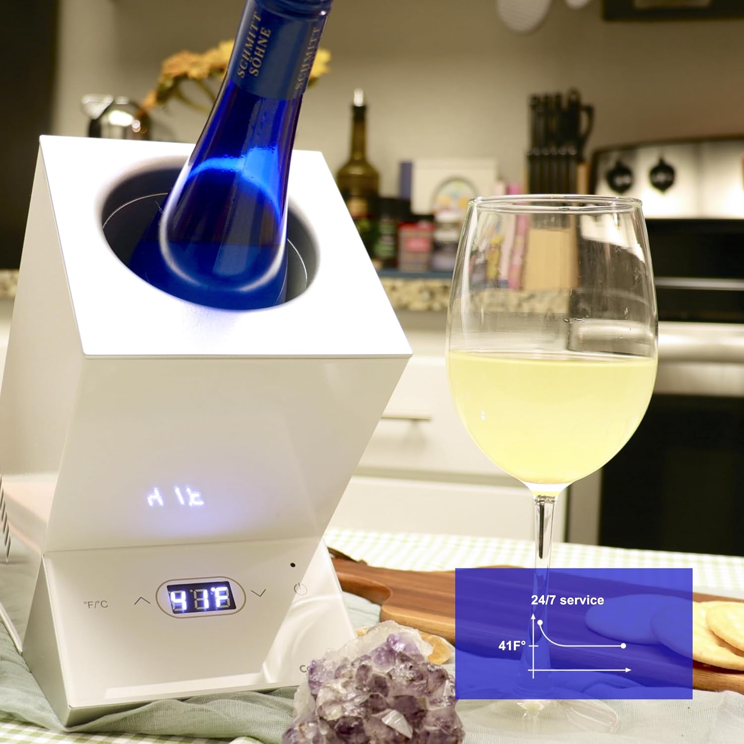 Cobalance Wine Chiller,Electric Wine Cooler Bucket for 750ml Vino or Some Champagne,Single Bottle Chiller for Poolside Party,Gift Set for Vino Lover