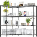 IZEUK Linked Storage Racks, DIY Adjustable Heavy Duty Metal Shelving Unit for Corner, Ideal for Kitchen, Garage, Warehouse, and Garden (Black, 4 Tiers, 15.7' D x 33.5' W x 59.5' H, 1147 lbs Capacity)