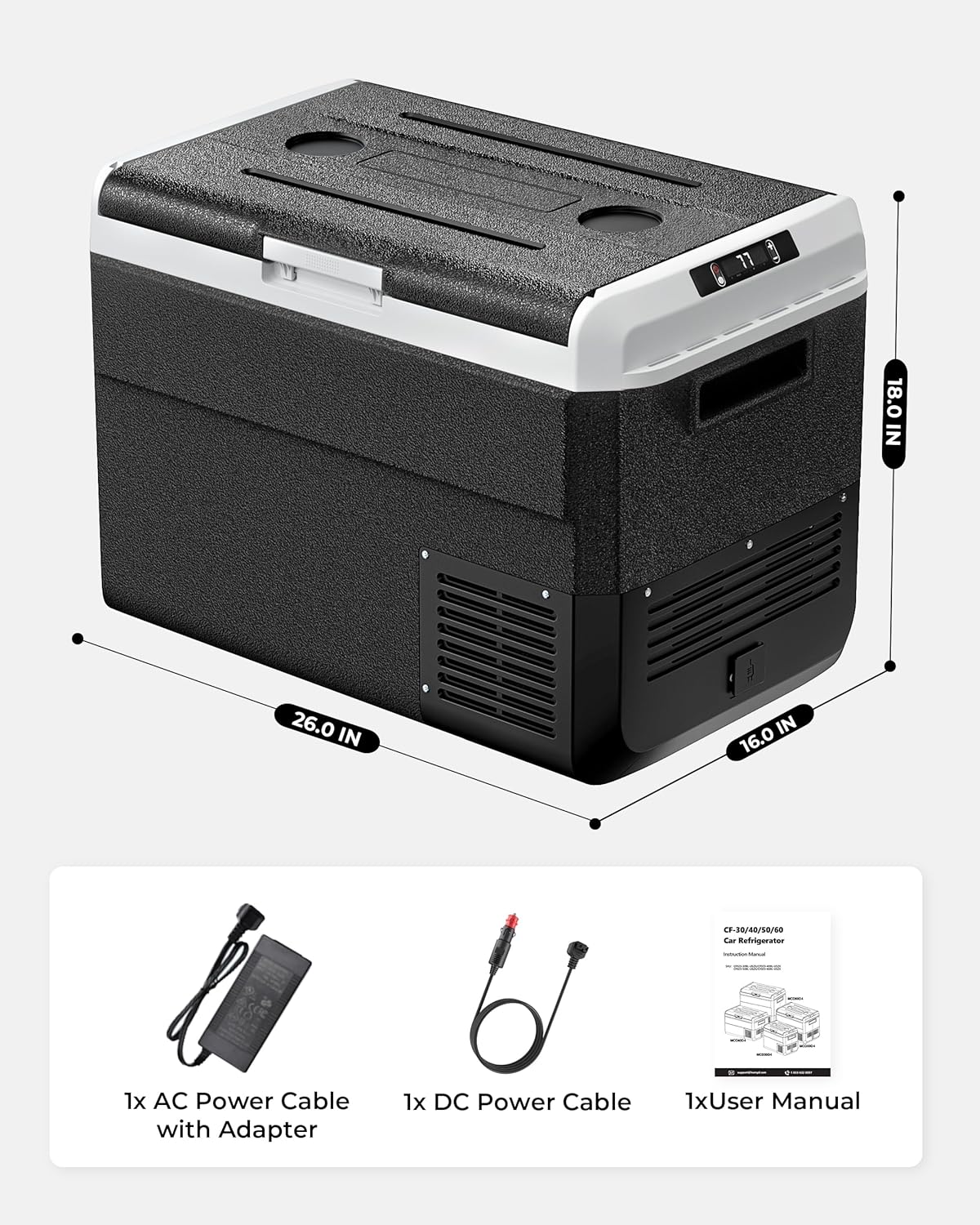 EKOJUCE 12 Volt Refrigerator, 53 Quart Electric Cooler, Car Fridge 12V/24V DC 100~240V AC, Portable Freezer -4℉~68℉, APP Control, Portable 12V Refrigerator Fridge for Truck, RV, Camping,Travel