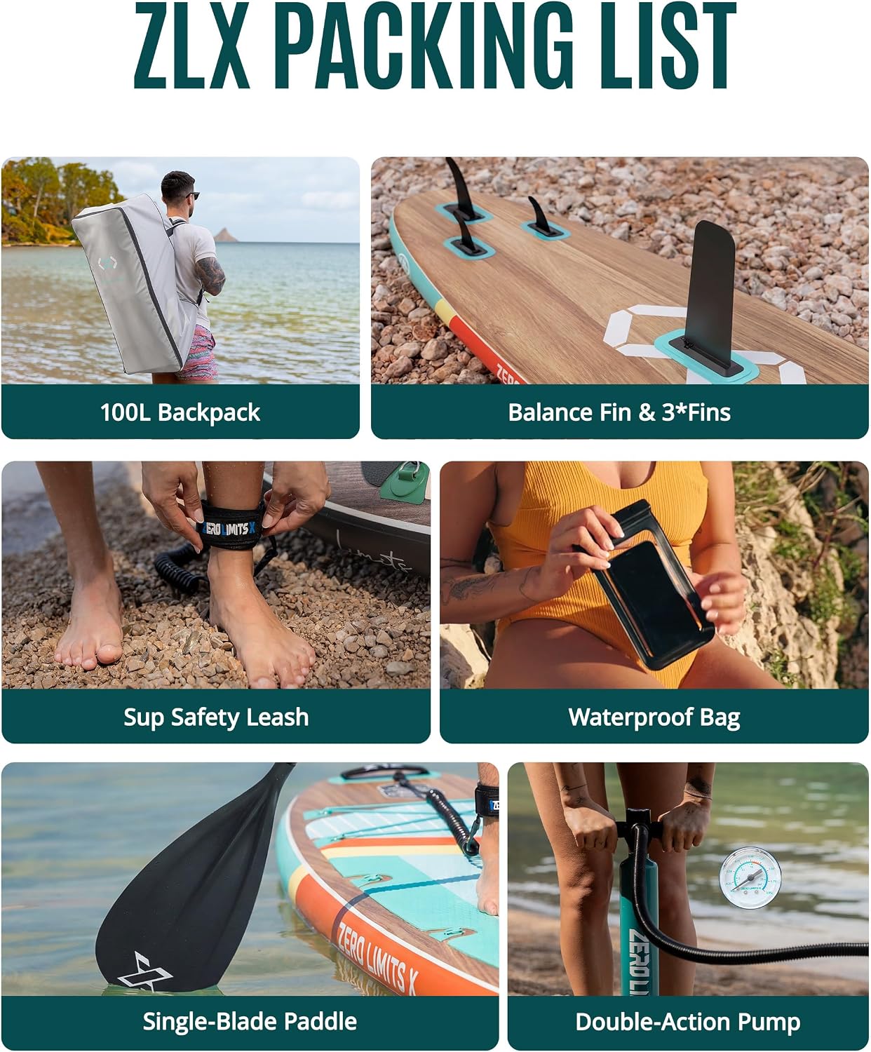 ZLX 11'6'x35' Ultra Wide Inflatable Stand Up Paddle Board | Stable Non-Slip Deck Pad, Unique Fin System, Premium SUP Accessories & Backpack - Upgraded Pump for Adults, All Skill Levels