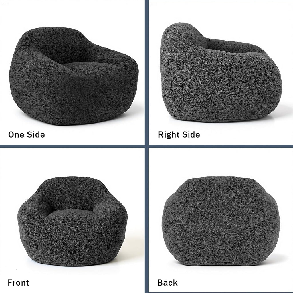 Large Bean Bag Chairs, Gaming Bean Bag Chairs for Adults and Kids, Giant Bean Bag Chair Oversized Beanbag Couch Big Lazy Sofa Lounge Chair with Armrest for Living Room/Bedroom (Dark Gray, Single)
