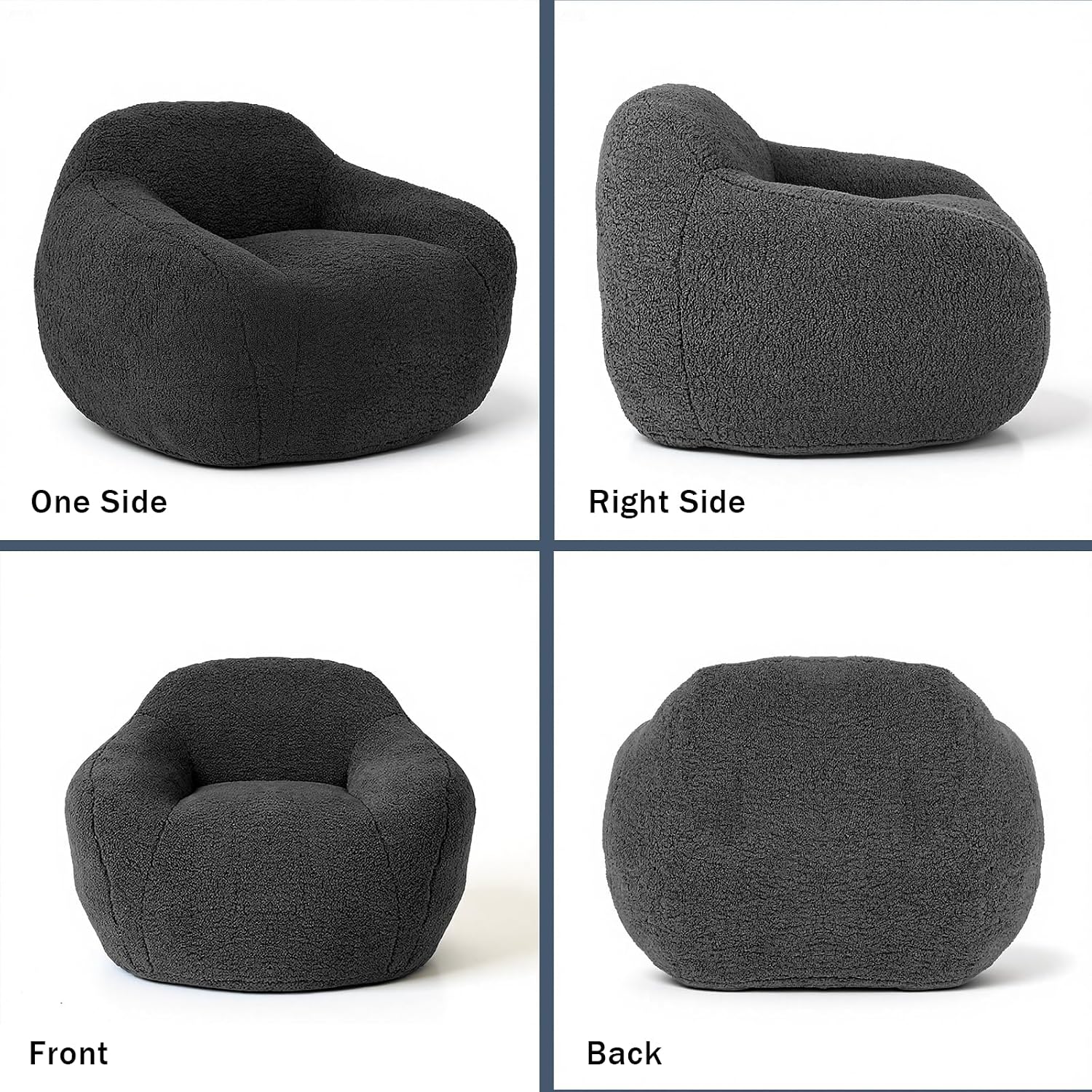 Large Bean Bag Chairs, Gaming Bean Bag Chairs for Adults and Kids, Giant Bean Bag Chair Oversized Beanbag Couch Big Lazy Sofa Lounge Chair with Armrest for Living Room/Bedroom (Dark Gray, Single)