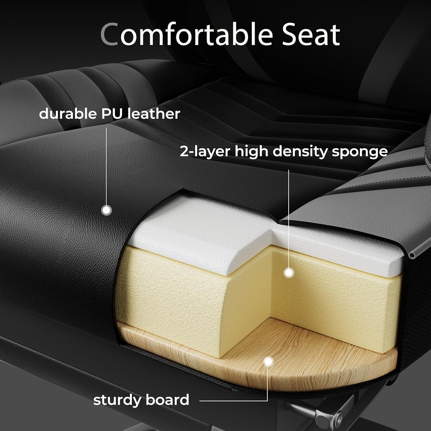 POWERSTONE Gaming Chair Video Game Chair with Footrest and Lumbar Support Racing Style PU Leather Computer Chair Ergonomic Adjustable Swivel Task Chair Gray