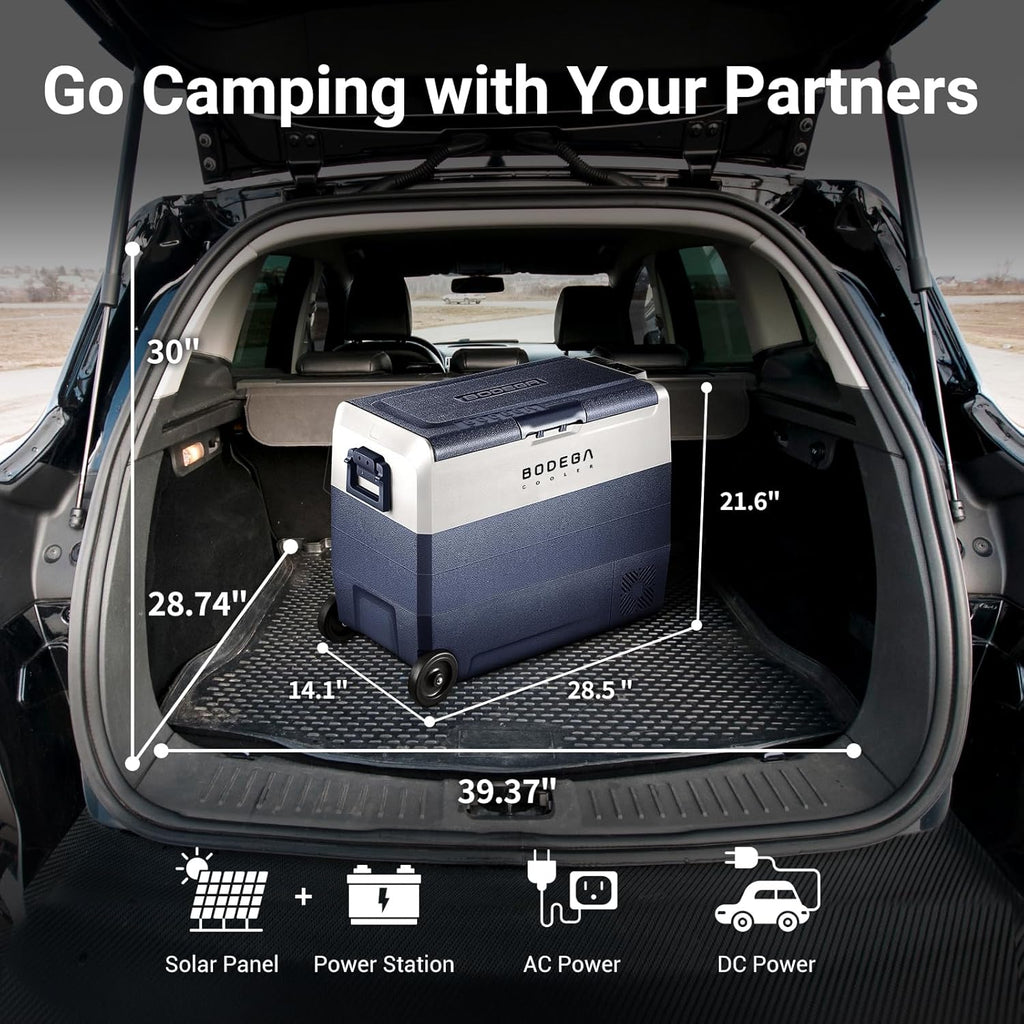 BODEGACOOLER 12 Volt Portable Refrigerator,64 Quart Car Fridge Dual Zone -4℉-68℉,60L Car Freezer APP Control,Electric Compressor Cooler 12/24V DC and 100-240V AC for RV,Camping,Travel,Truck,Vehicles