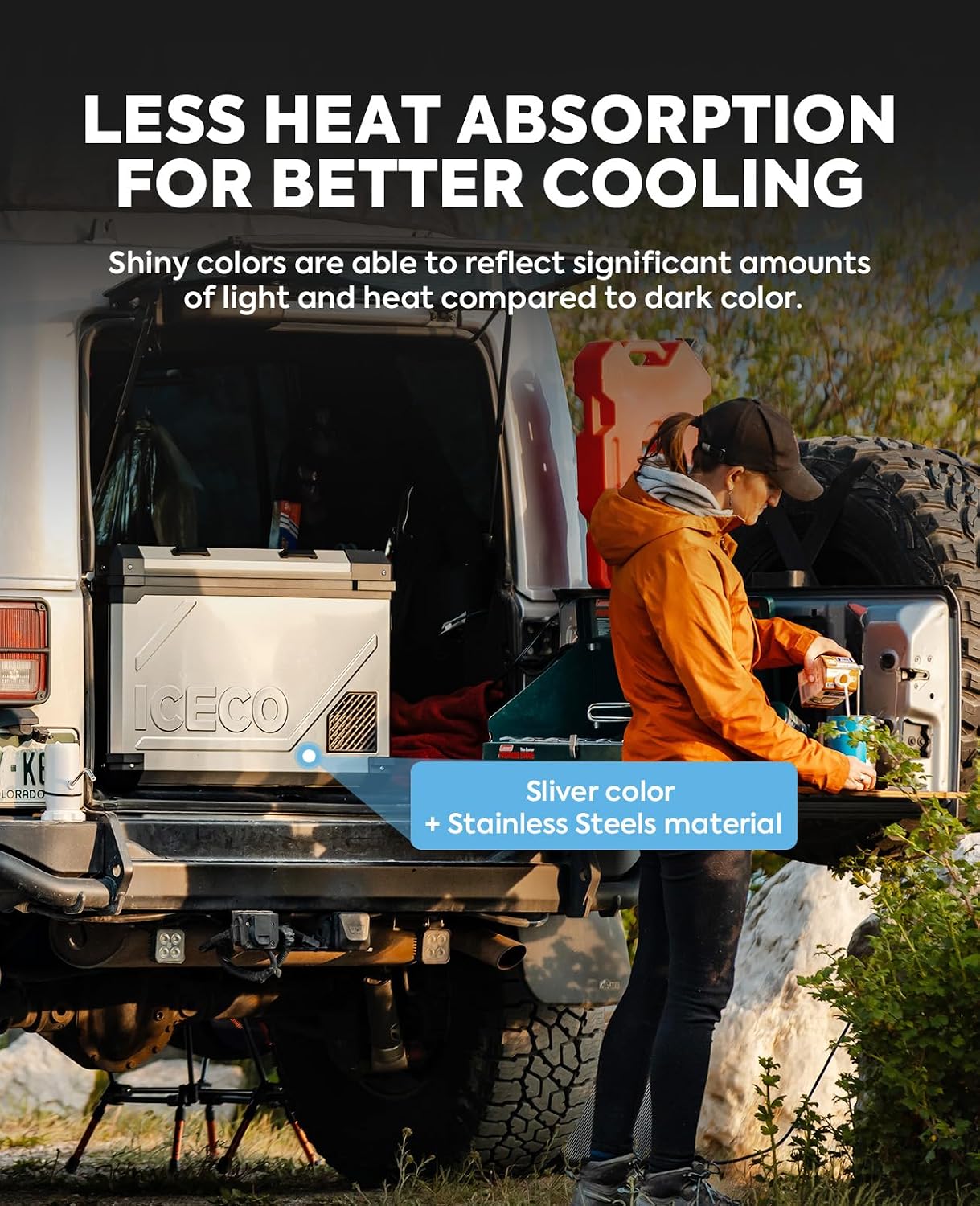 ICECO APL55 Dual Zone Portable Refrigerator Bluetooth Controlled, 55 Liter 12v refrigerator with SECOP Compressor, DC 12/24V, AC 110-240V, for Truck, Car and Home, -4℉~68℉(Silver)