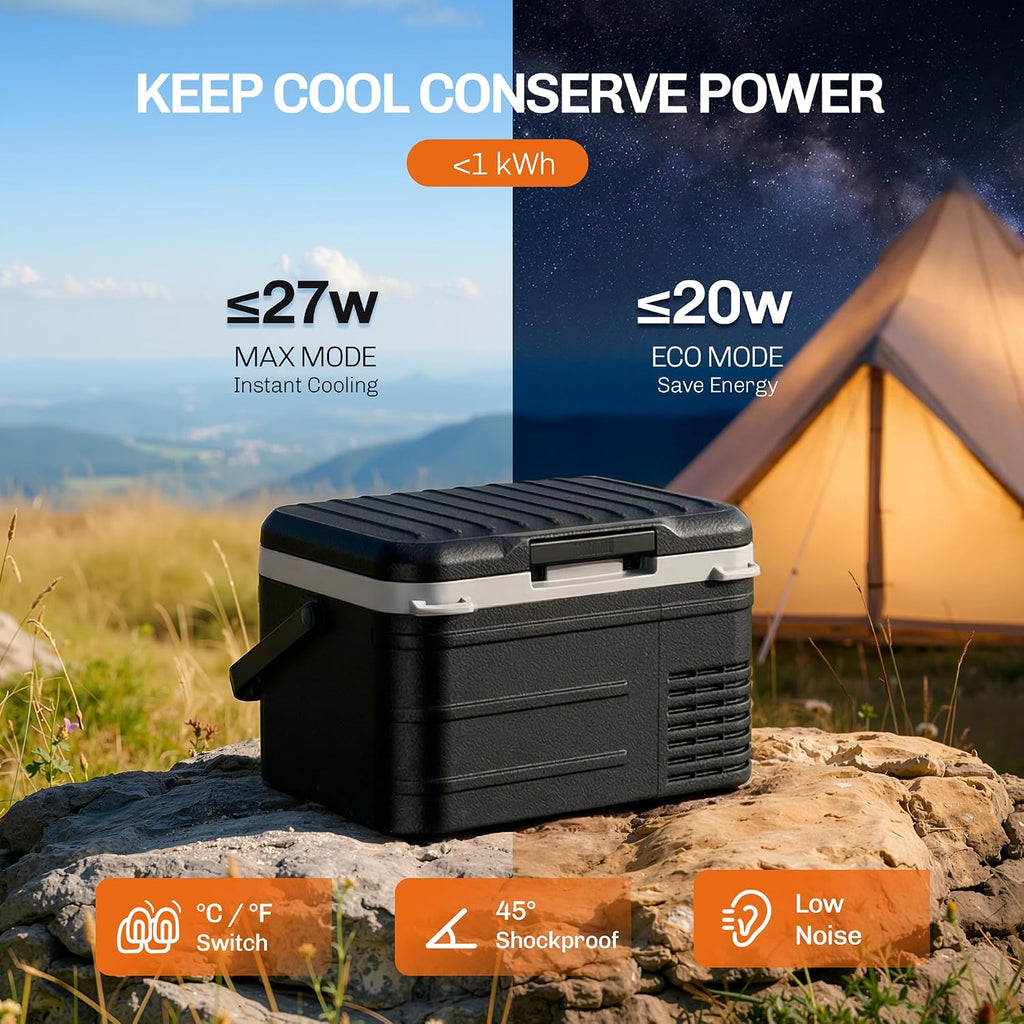 EKOJUCE 12 volt Car Refrigerator, 11 Quart (10L) Electric Cooler -4℉~68℉, Portable Car Fridge 12/24V DC & 100-240V AC, Car Freezer for Outdoor, Truck, RV, Camping