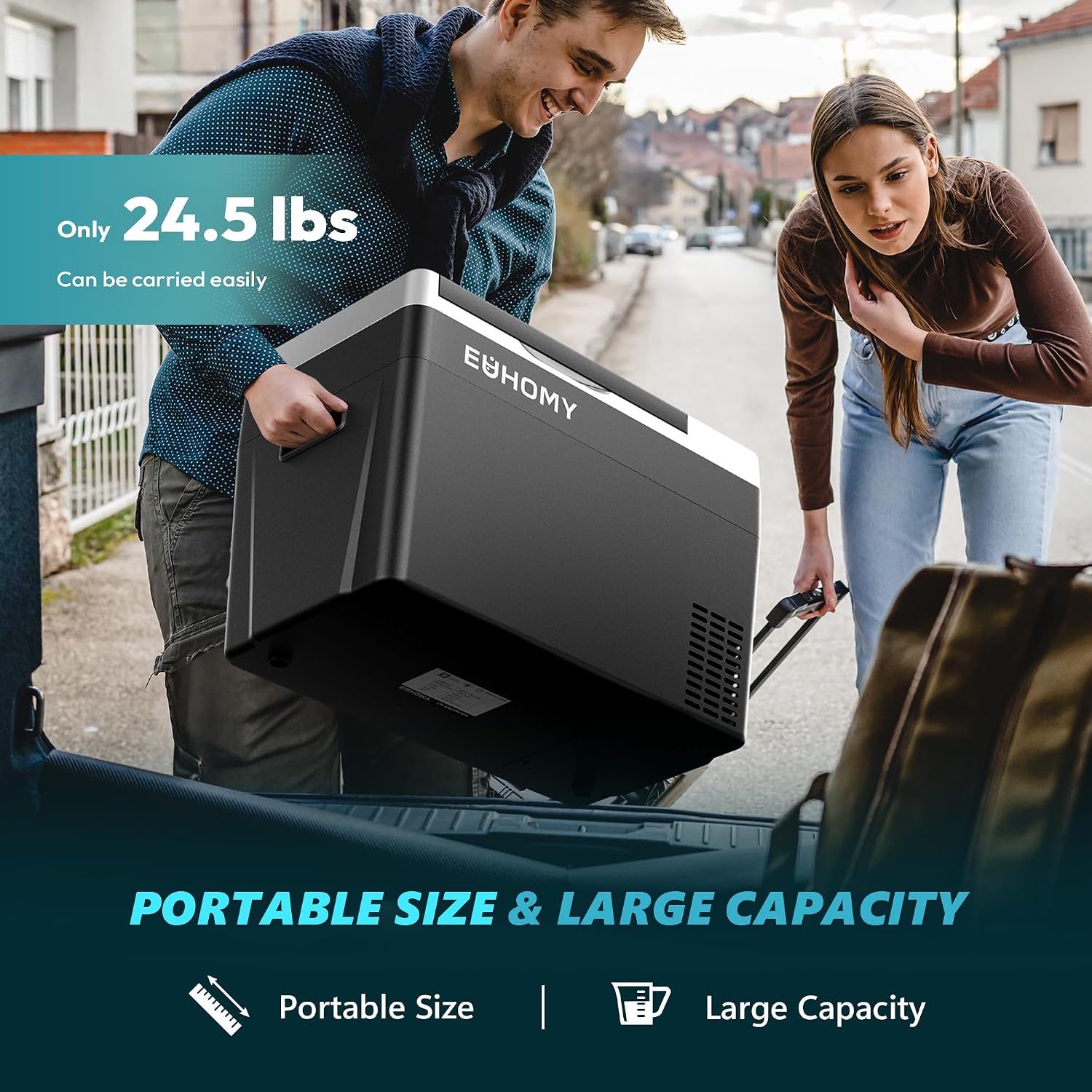 EUHOMY 12 Volt Refrigerator, 31QT(29L) Compressor Electric Cooler APP Control, Car Fridge -4℉~68℉, Portable Refrigerator 12/24V DC 100-240V AC, Portable Freezer for Camping, Travel, Boat