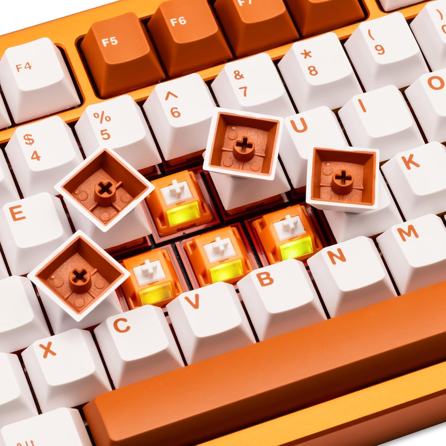 KEEBMONKEY WOBKEY Rainy 75 Aluminum HMX/JWK Switches Mechanical Keyboard with Superior Acoustics, Wired, BT, 2.4G Wireless Connectivity (Pro Orange(Stainless Steel Weight))