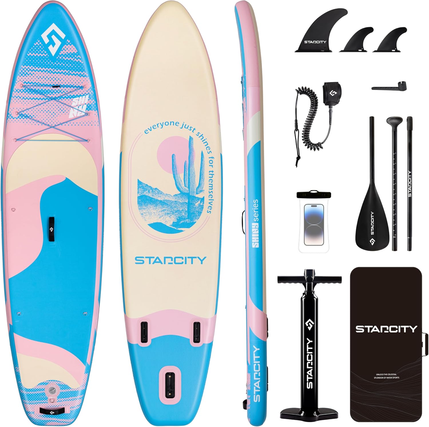 Starcity 11'x34*6' Blow Up Paddle Board, Inflatable Paddle Board, Spacious and Stable, Anti Slip and Easy to Operate, Large Size Suitable for Single Person/Family/Pet Use
