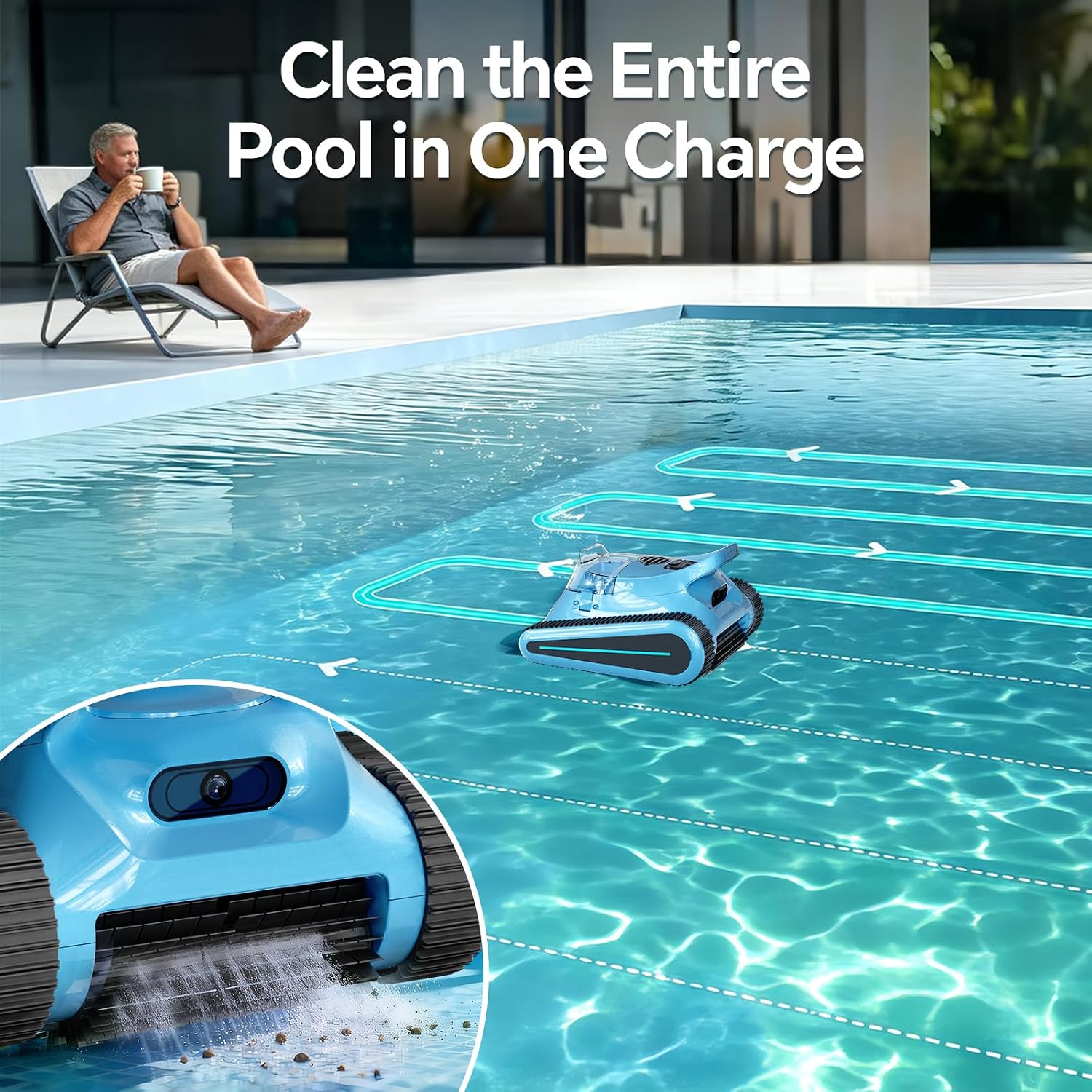 Pool Vacuum for Inground Pools & Above Ground Pool, Cordless Robotic Pool Cleaner with 180W Brushless Motor, 3-Hour Runtime, Wall-Climbing Pool Robot Scrubber for Pools up to 2150 Sq.Ft.