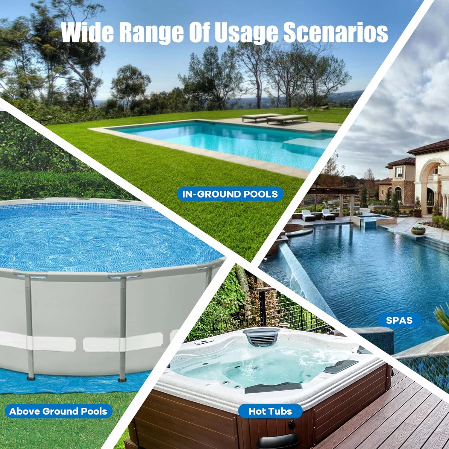 Pool Vacuum for Above Ground Pool with a Telescopic Pole, Running time up to 1H, Handheld Rechargeable Pool Cleaner with Powerful Suction up to 18.5 gallons/min, Ideal for Leaves & Debris, PC10