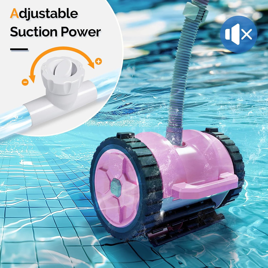 VINGLI Automatic Pool Cleaner for Inground Pools – Suction-Side Pool Vacuum with Powerful Wall-Climbing, 40FT Tangle-Free Hose, Ultra-Quiet Operation – Comfort Pink & Gray