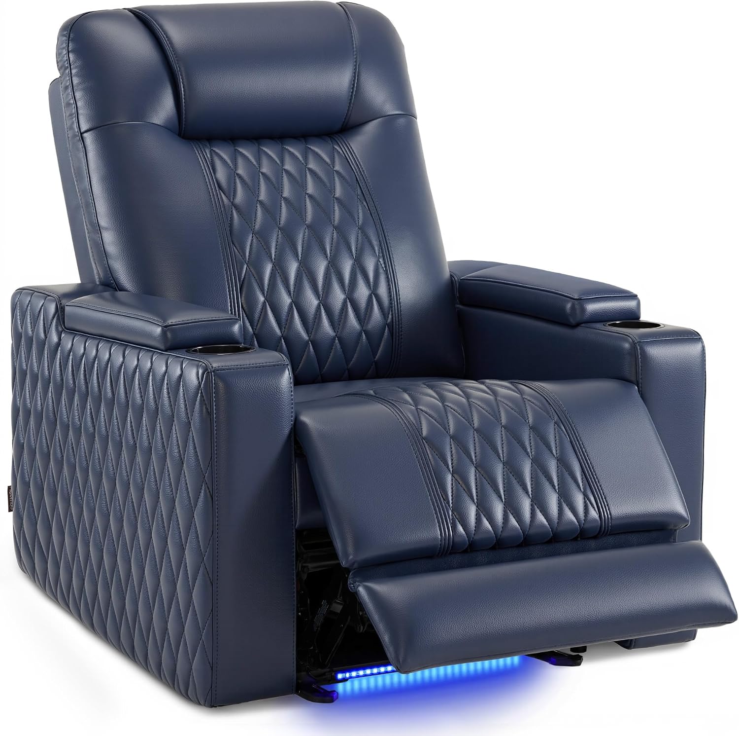 MCombo Oversized Power Recliner Chair with Adjustable Headrest & LED Light for Adults, Zero Gravity Recliner with USB & Type C Ports, Cup Holders for Living Room & Home Theater, Faux Leather HTS401