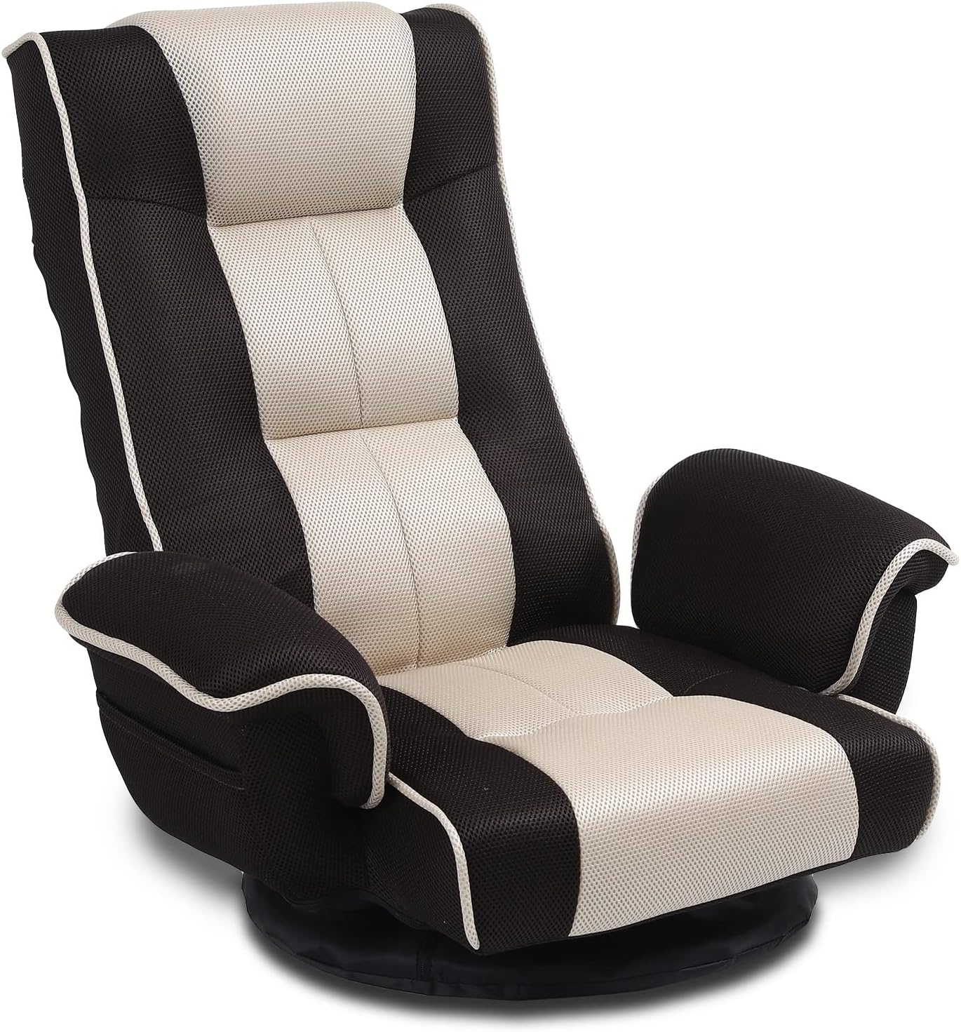 360 Degree Swivel Floor Chairs for Adults, Gaming Floor Chair with Back Support, 14 Angles Adjustable Comfortable Floor Lounge Chair Folding Video Game Chairs Office Bedroom 201(Coffee)