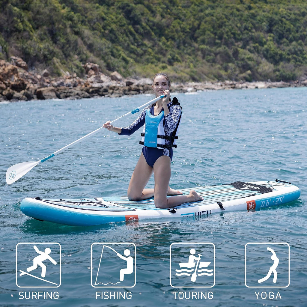 UPWELL 11'2'/11'6'Stand Up Paddle Board for Youth & Adults, Inflatable Paddle Board with Stable Design, Premium SUP Accessories, Backpack, Paddle, Leash, Pump, Fins