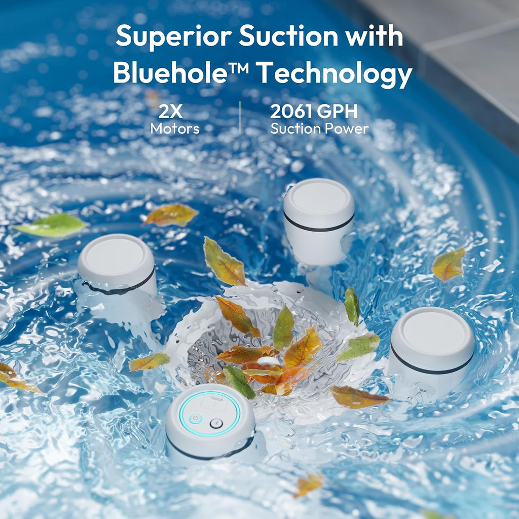 (2026 Upgrade) BUBLUE F10 Pool Surface Skimmer Robot,Robotic Pool Skimmer with App Control,Powerful Suction,5L Filter,Dual Cleaning Modes, AI Navigation,Ideal for In-Ground & Above-Ground Pools,White