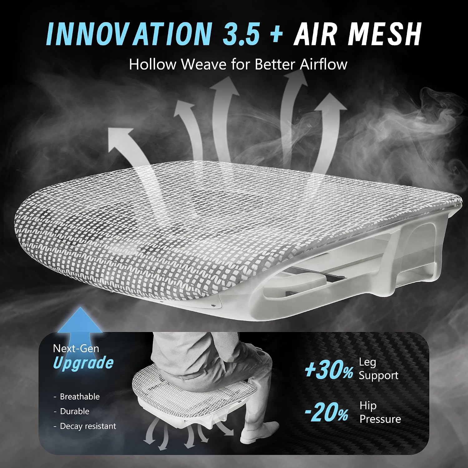 Ergonomic Office Chair with Footrest, High Back Mesh Computer Chair with Lumbar Support, 5-Level Backrest Height, 4D Flip-Up Arms for Home & Gaming Desk (Gray Mesh 3-Zone Lumbar Support+4D Armrest)