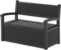 LHBGO 70 Gallon Storage Bench Deck Box for Patio Furniture with Armrest Bench Outdoor Storage