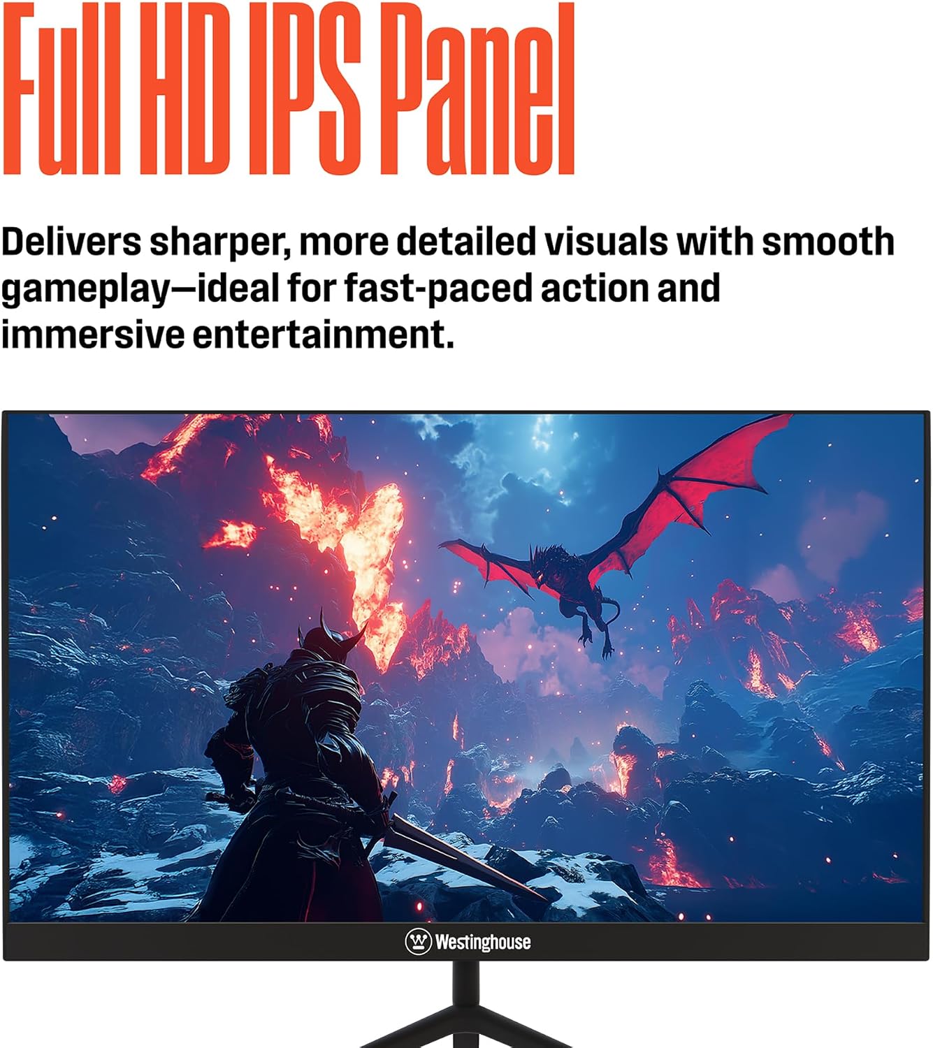 Westinghouse 24 Inch Gaming Monitor, IPS, 180Hz, 1ms, FHD 1080P, 110% sRGB, AMD FreeSync, Eyecare, Computer Monitor for Office, PC & Console Games, Built in Speakers, DisplayPort, HDMIx2/Gaming Mode