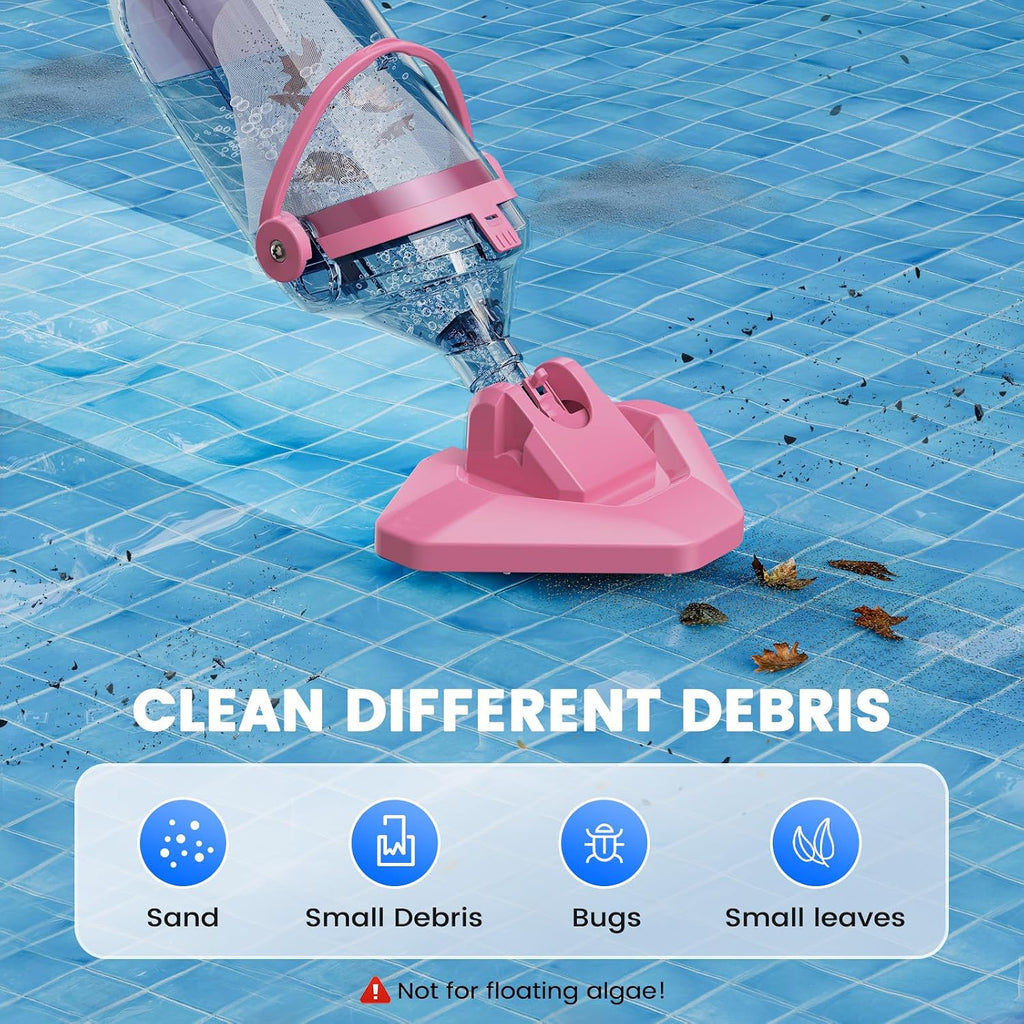 Enhulk Pool Vacuum for Above Ground Pool with a Telescopic Pole, Running time up to 1H, Handheld Rechargeable Pool Cleaner with Powerful Suction up to 18.5 GPM, Ideal for Leaves & Debris, PC10 Pro