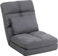 Chaise Lounge Indoor, 14-Position Floor Chair with Padded Pillow for Adults Kids, Folding Lazy Sofa Chair for Living Room, Bedroom, for Gaming Reading (Grey)