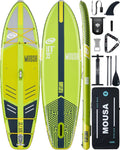 MOUSA 10'8/11'×35' Extra Wide Inflatable Stand Up Paddle Board, Stable Paddleboard SUP for 2 People/Family, Anti-Slip Full EVA Deck, 3 Handles, 100L Backpack, All-Round Sup Board, Big Fin