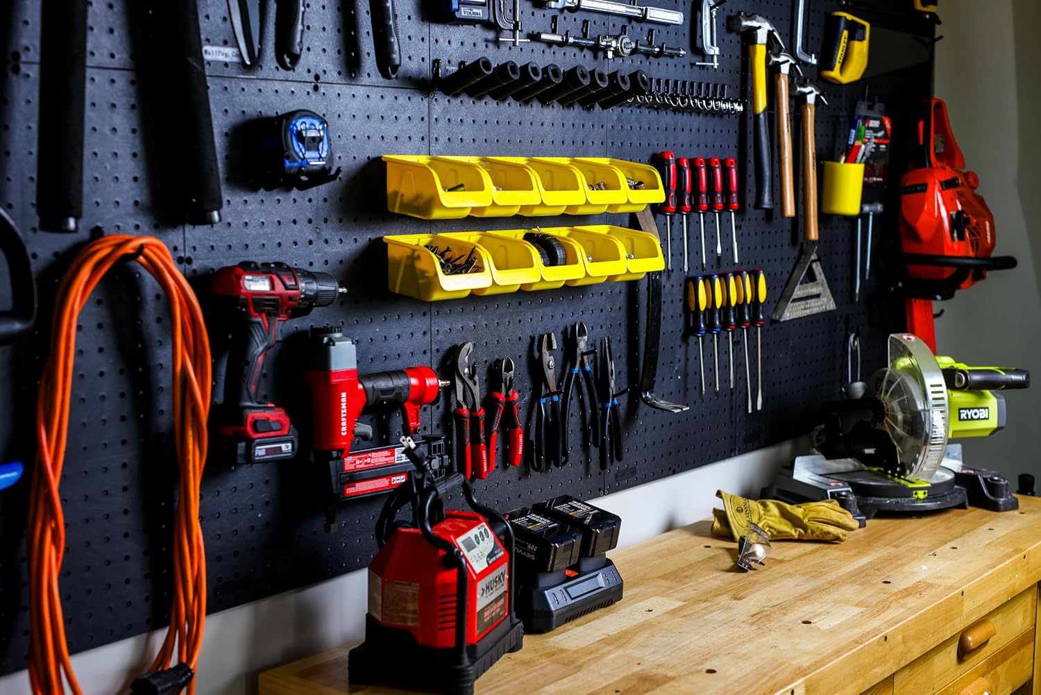 WallPeg Pegboard Panels Garage Organization - 12 ea (24'x16') Black Peg Board Panel Set - (PB-1-B) Tool Organizer, Crafts, Shop, Home, Office, Wall Storage Kit