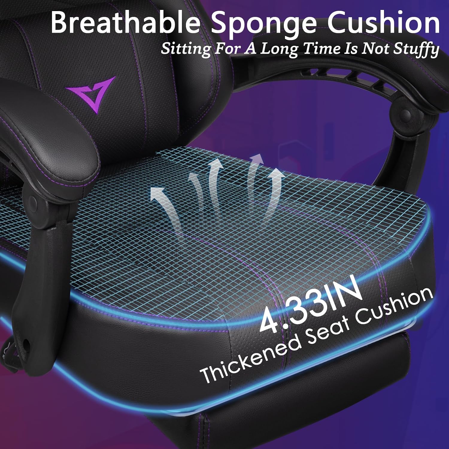 Waleaf Big and Tall Gaming Chair for Adults with Footrest, 400lbs Weight Capacity Video Game Chairs for Office, Ergonomic Computer Gaming Chair with Lumbar Support and Headrest (Purple)