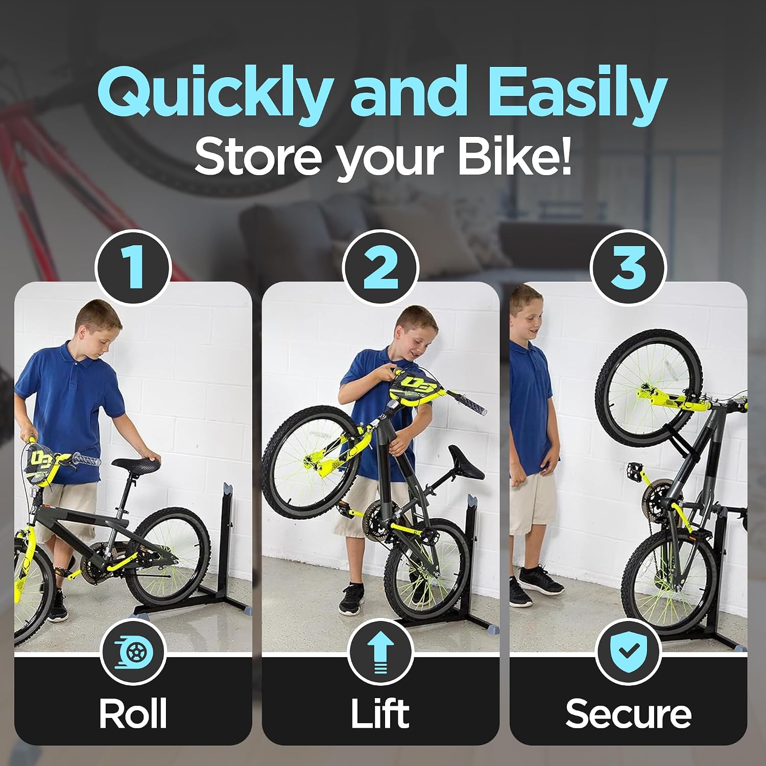 Bike Nook Pro Stand & Vertical Storage Rack - 4 Pack with connectors - The Original Vertical Bicycle Floor Stand for Garage Storage and Indoor and Outdoor use, No Drilling Required