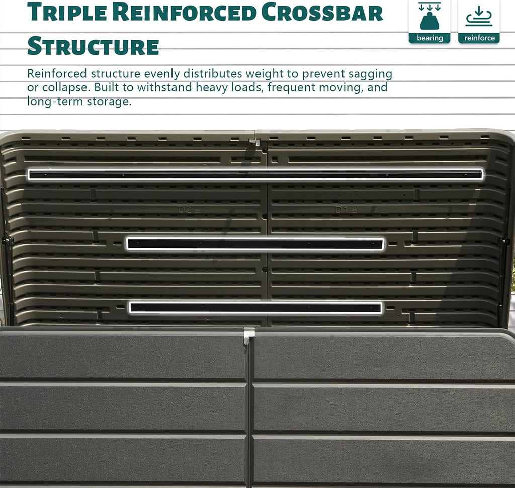 CHUNLY 160 Gallon Plastic Deck Box, Large Patio Storage Box with Lock, Wheels & Waterproof Lid for Outdoor Cushions, Garden and Pool Supplies (Gray)