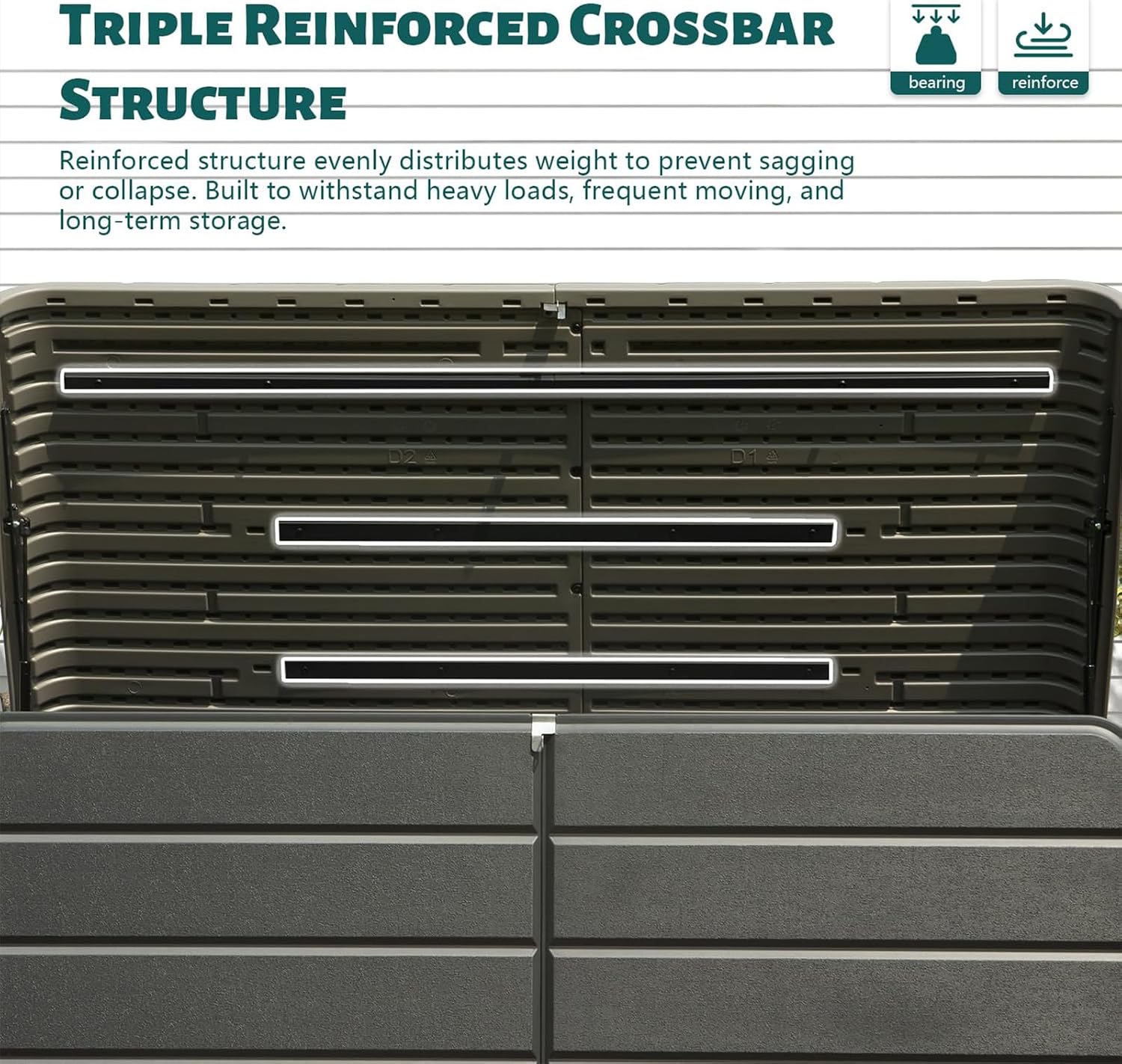 CHUNLY 160 Gallon Plastic Deck Box, Large Patio Storage Box with Lock, Wheels & Waterproof Lid for Outdoor Cushions, Garden and Pool Supplies (Gray)