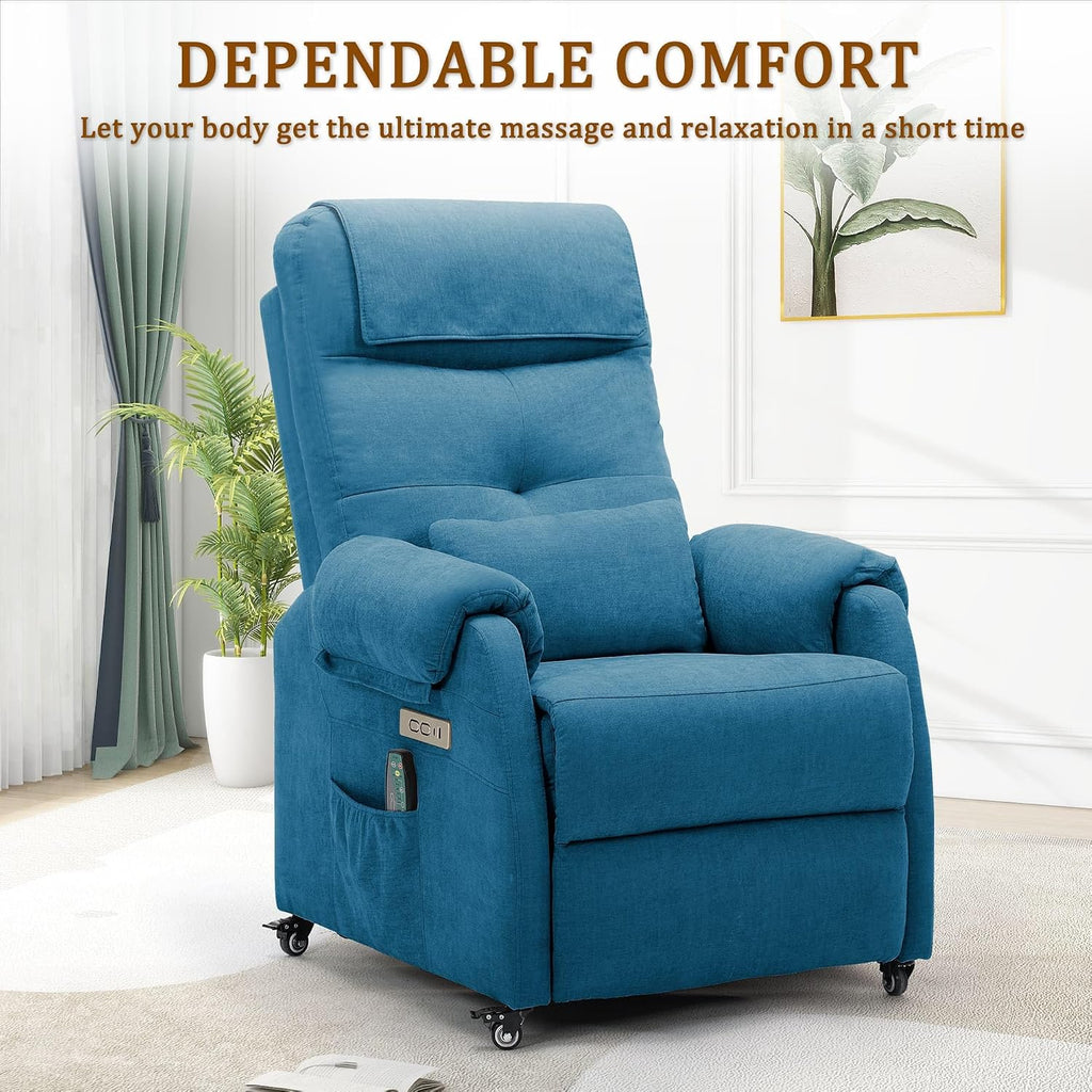 Korser Adult Electric Recliner, Roller Recliner for Small Spaces, Electric Chair with Massage and Heating Functions, USB and Type-C Charging Ports, Fabric Recliners for Living Room and Bedroom