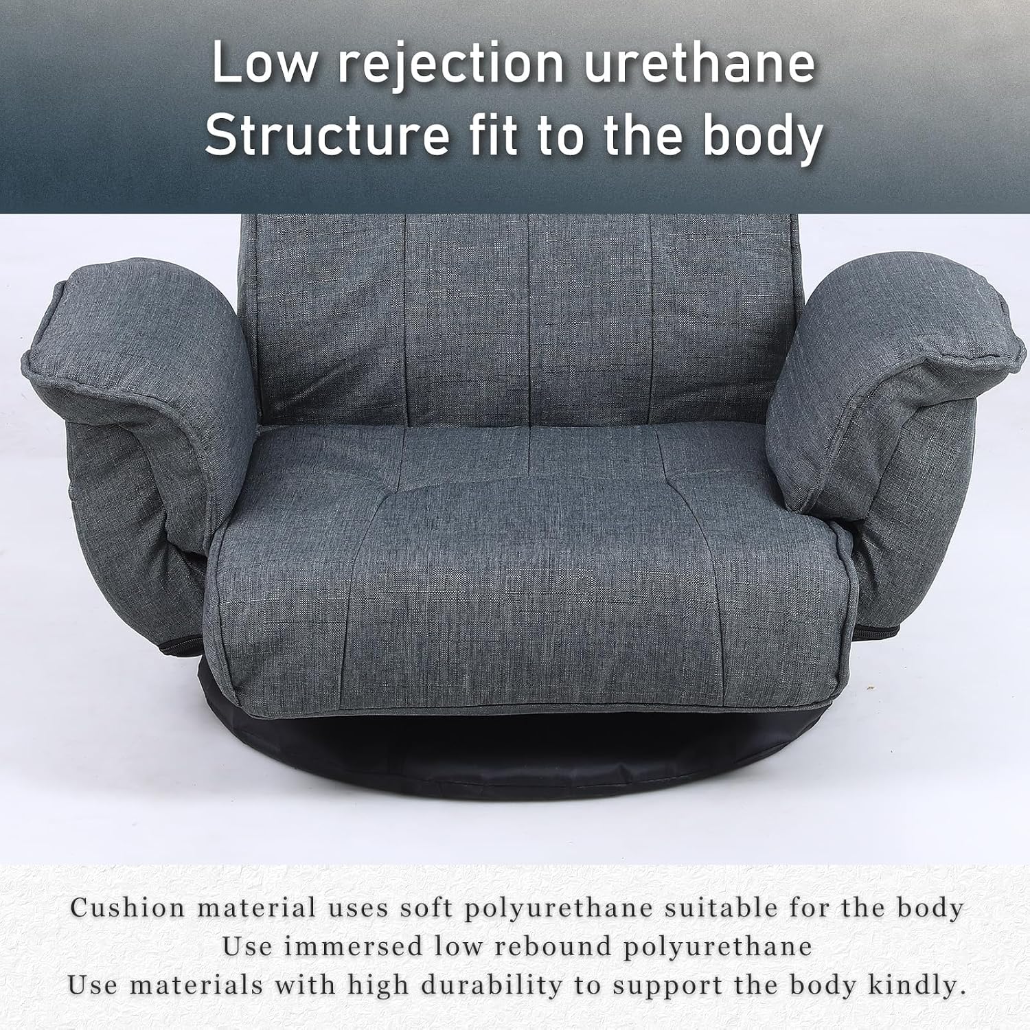 360 Degree Swivel Floor Chairs for Adults, Gaming Floor Chair with Back Support, 14 Angles Adjustable Comfortable Floor Lounge Chair Folding Video Game Chairs Office Bedroom 201 (Dark Grey)