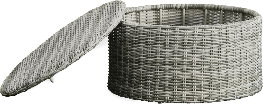 Elle Decor Vallauris Patio Outdoor Furniture Collection, Premium All Weather Wicker, Storage Coffee Table, Gray