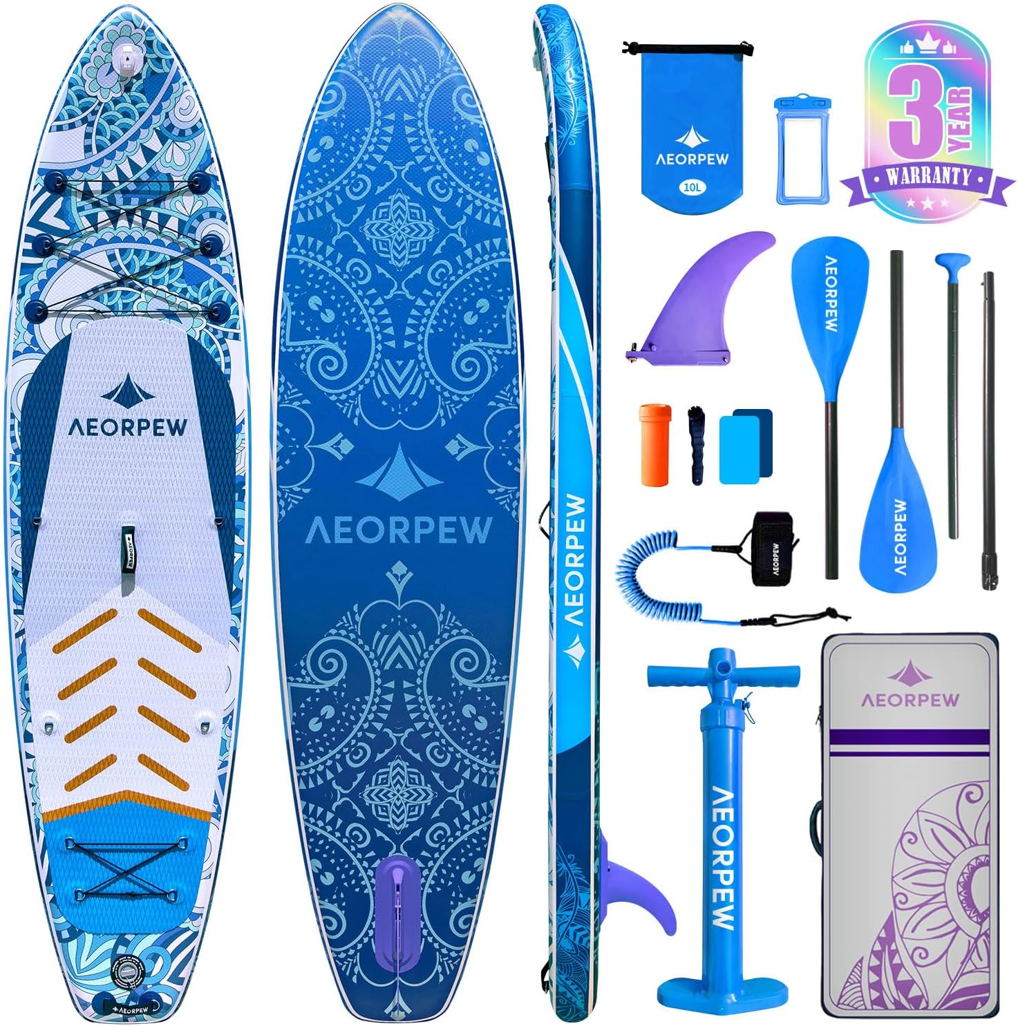 34'' Wide Inflatable Paddle Board for Women with Premium Paddle Boards Accessories, Adj SUP Paddle, 100L Backpack, Suitable for Versatile SUP Boards of All Skills Levels