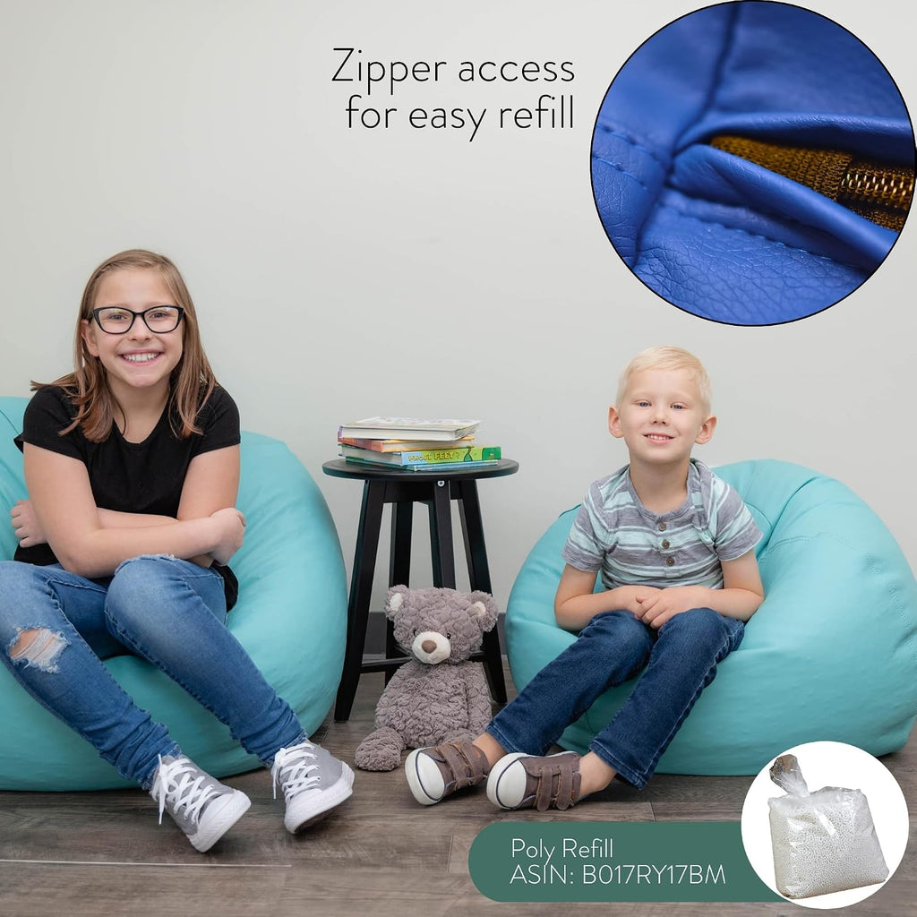 Children's Factory 26' Round Bean Bag, Bean Bag Chair with Water-Resistant Cover for Kids, Flexible Seating for Classroom Elementary, Easy to Clean, Aqua