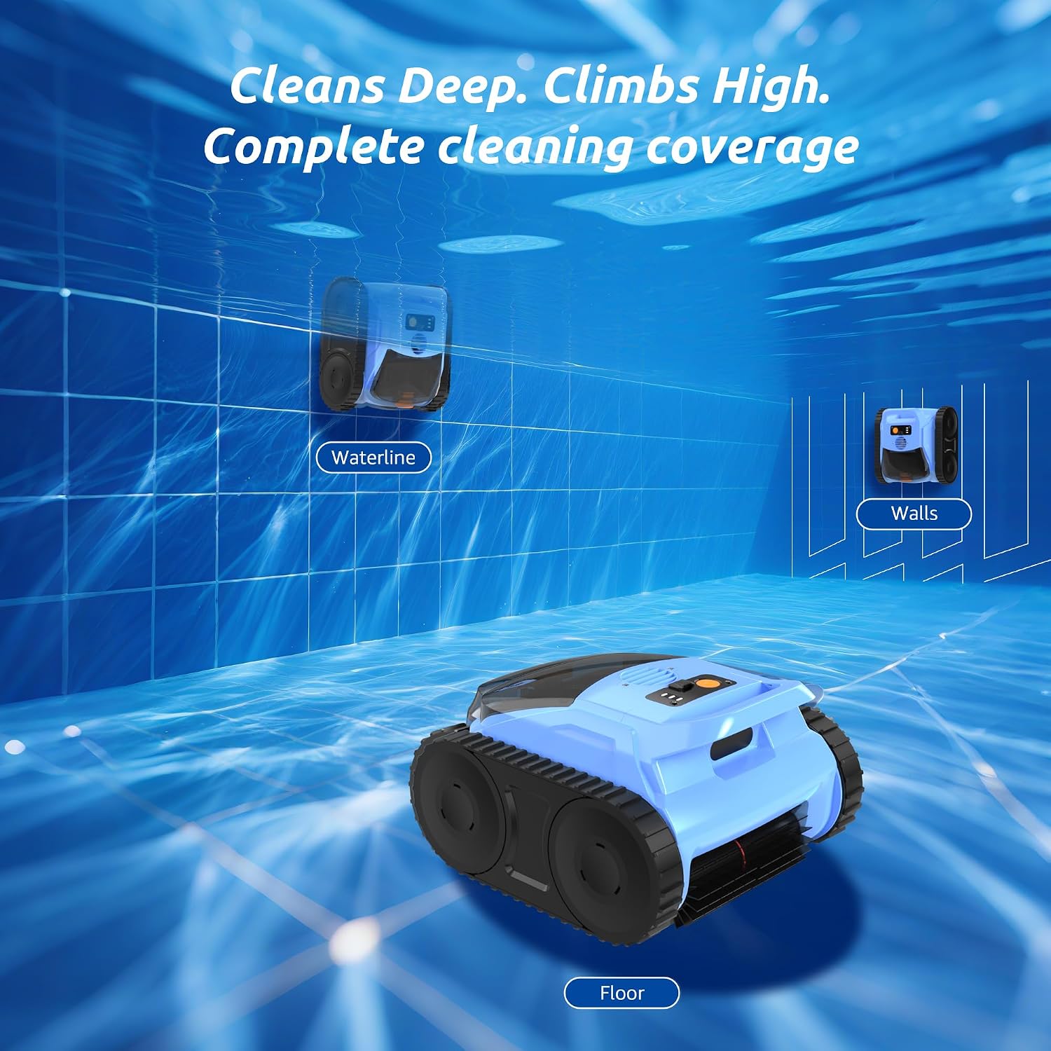 Cordless Robotic Pool Cleaner for Inground Pools, (2026 Upgrade) Automatic Pool Vacuum with Wall Climbing & Waterline Scrubbing, Cleans Up to 2100 Sq.ft, 180 Min