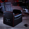X-Rocker Luxe Ottoman Armchair Single Padded Seat with 2.1 Audio Speakers, Faux Leather Sofa Lounge Game Seat for Kids and Juniors, Console Gaming Chair with Storage for PS, XBOX, Nintendo - BLACK