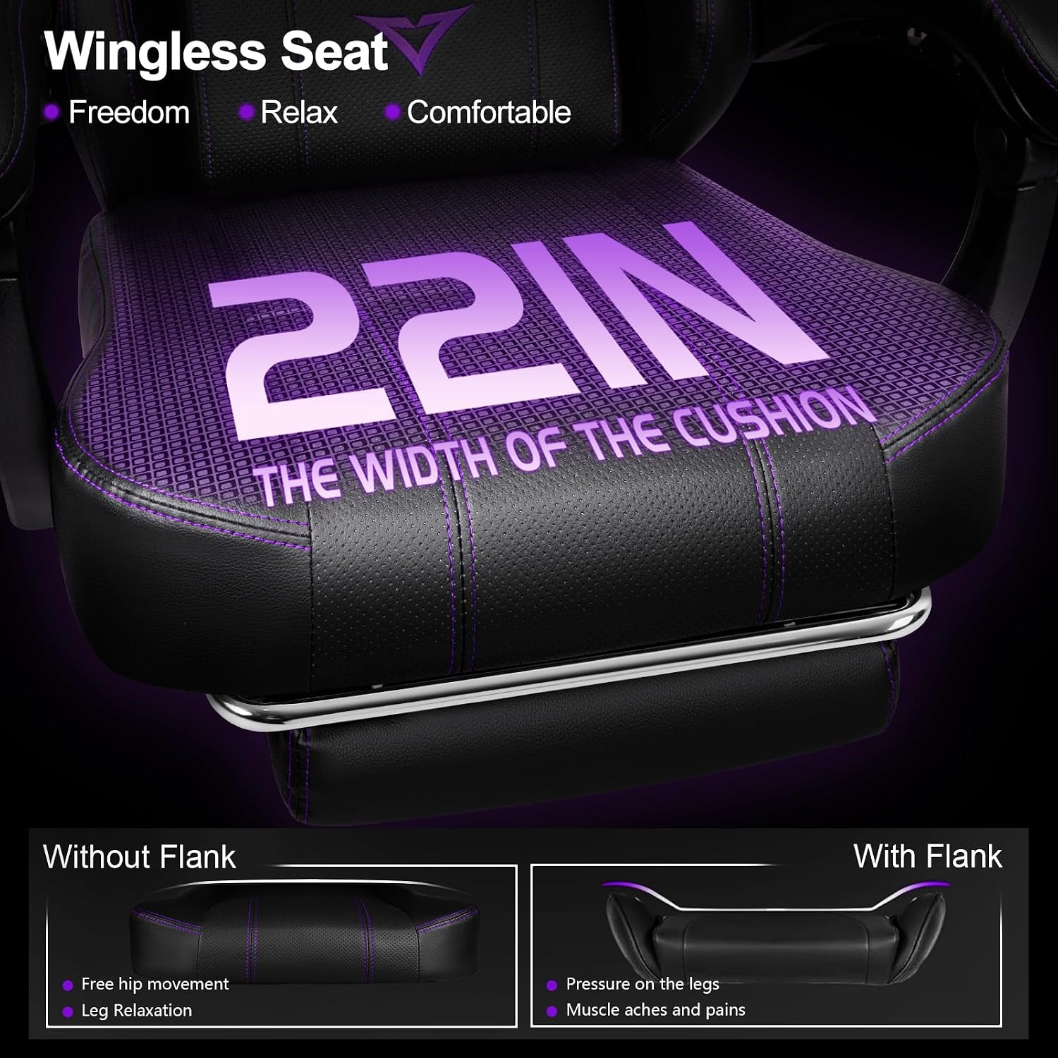 VITESSE Big and Tall Gaming Chair with Footrest,Ergonomic Video Gaming Chair with Oversized Headrest and Lumbar Support for Adults 400lb Weight Capacity,Computer Chair for Office or Gaming (Purple)