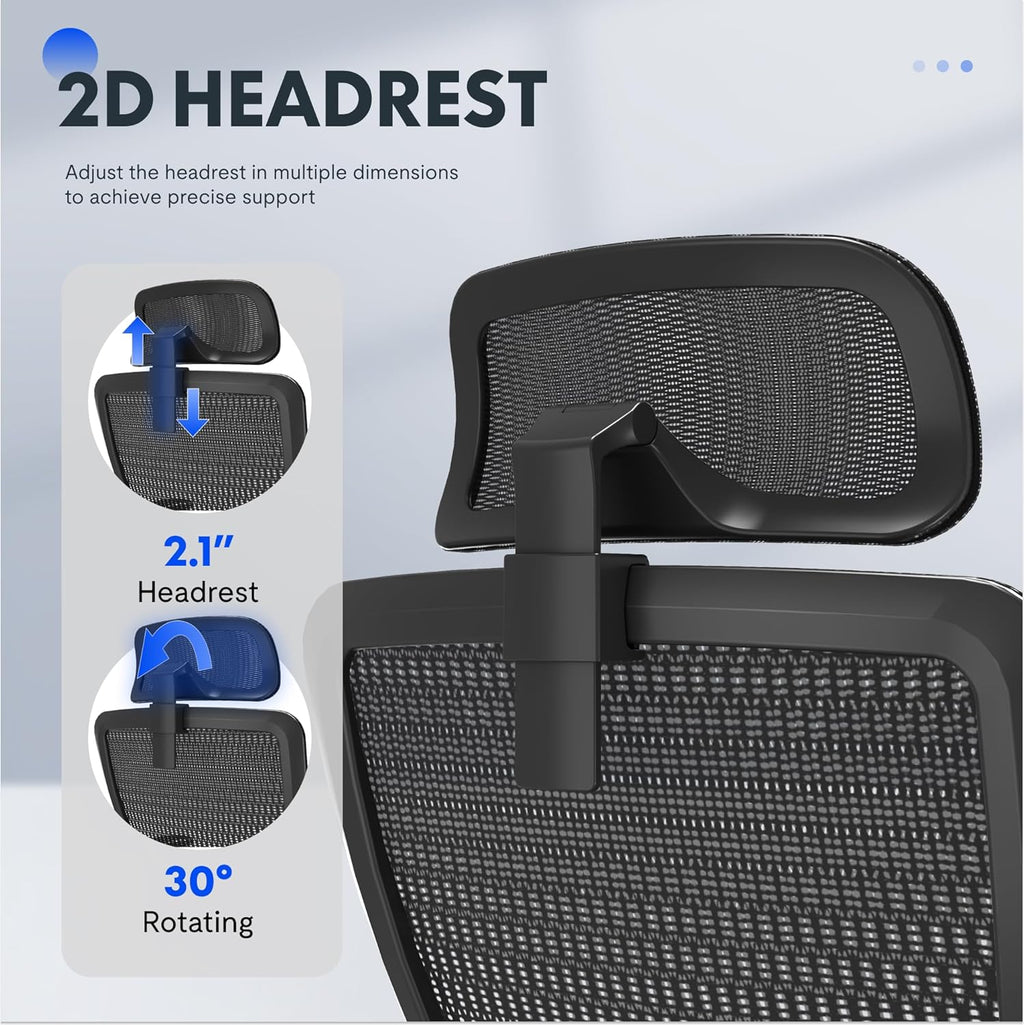FLEXISPOT OC3 Cloud Ergonomic Office Chair with Footrest, High Back Computer Chair with Adjustable Lumbar Support/2D Headrest, Desk Chairs for Home Office Gaming Working, Black,Foam Seat,Cloud-F