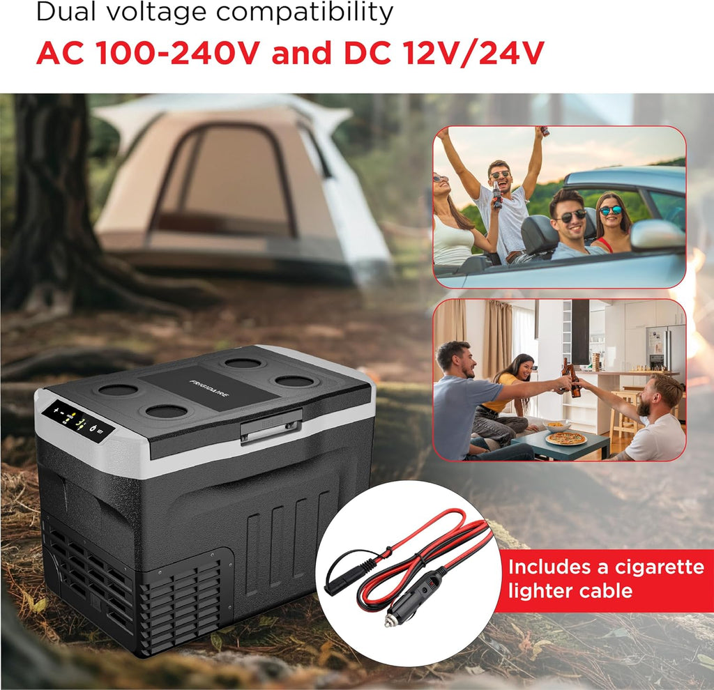 Frigidaire 2-in-1 Portable 12/24V DC & 110-240V AC Compressor Fridge Freezer – Compact for Travel, Car, Camping, Road Trips, Home, Dual Voltage 21qt