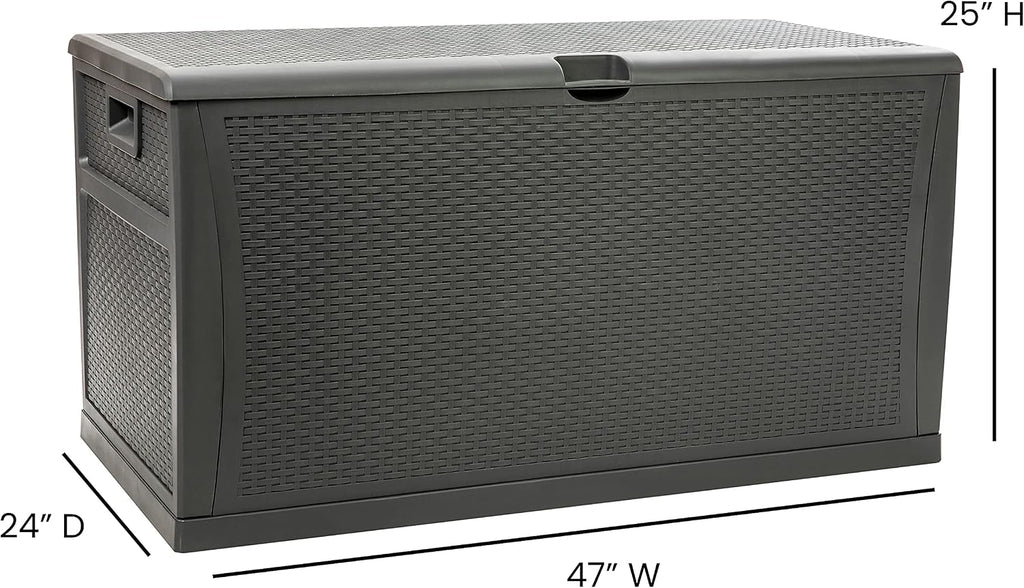 Flash Furniture 120 Gallon Plastic Deck Box - All-Weather Patio Storage and Organization for Throw Pillows, Pool Toys or Garden Tools