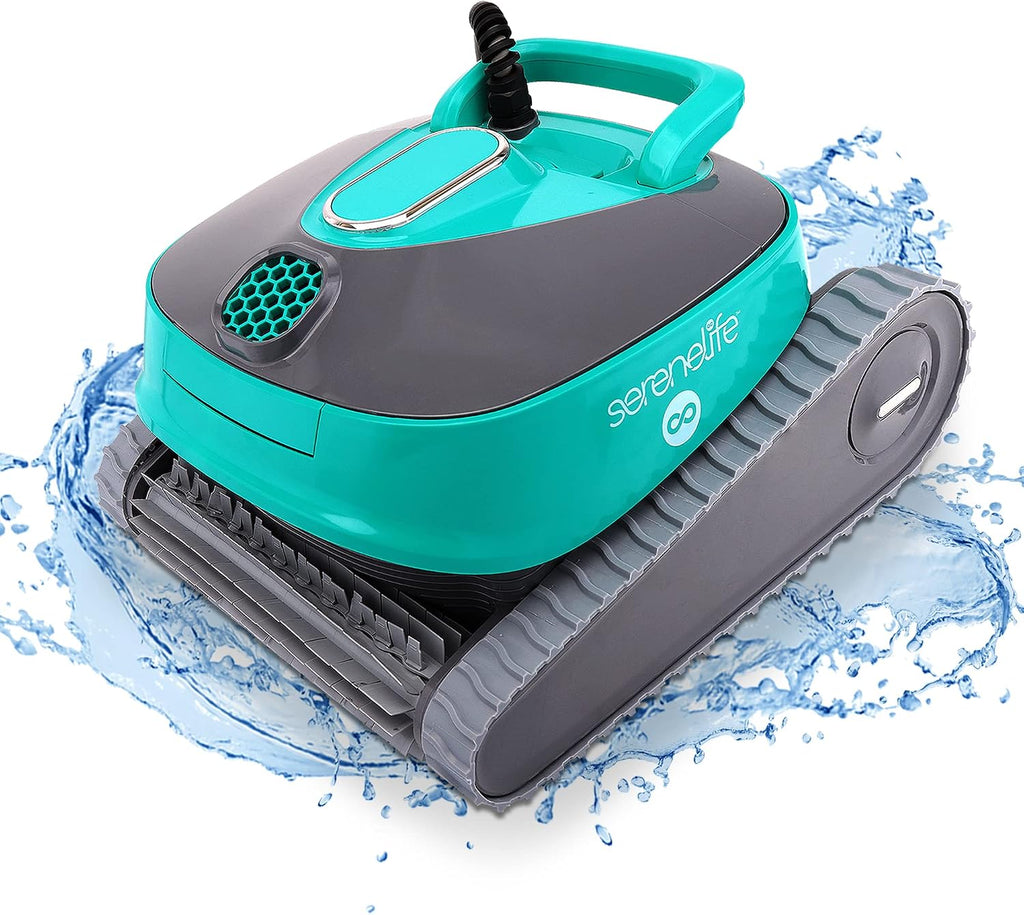 SereneLife Automatic Robotic Pool Cleaner for In-Ground Pools, 3-Motor Wall Climbing Pool Cleaning Robot w/Dual Scrub Brushes, Tangle-Free Cable, Superior Filtration, Energy-Saving, Up to 50ft