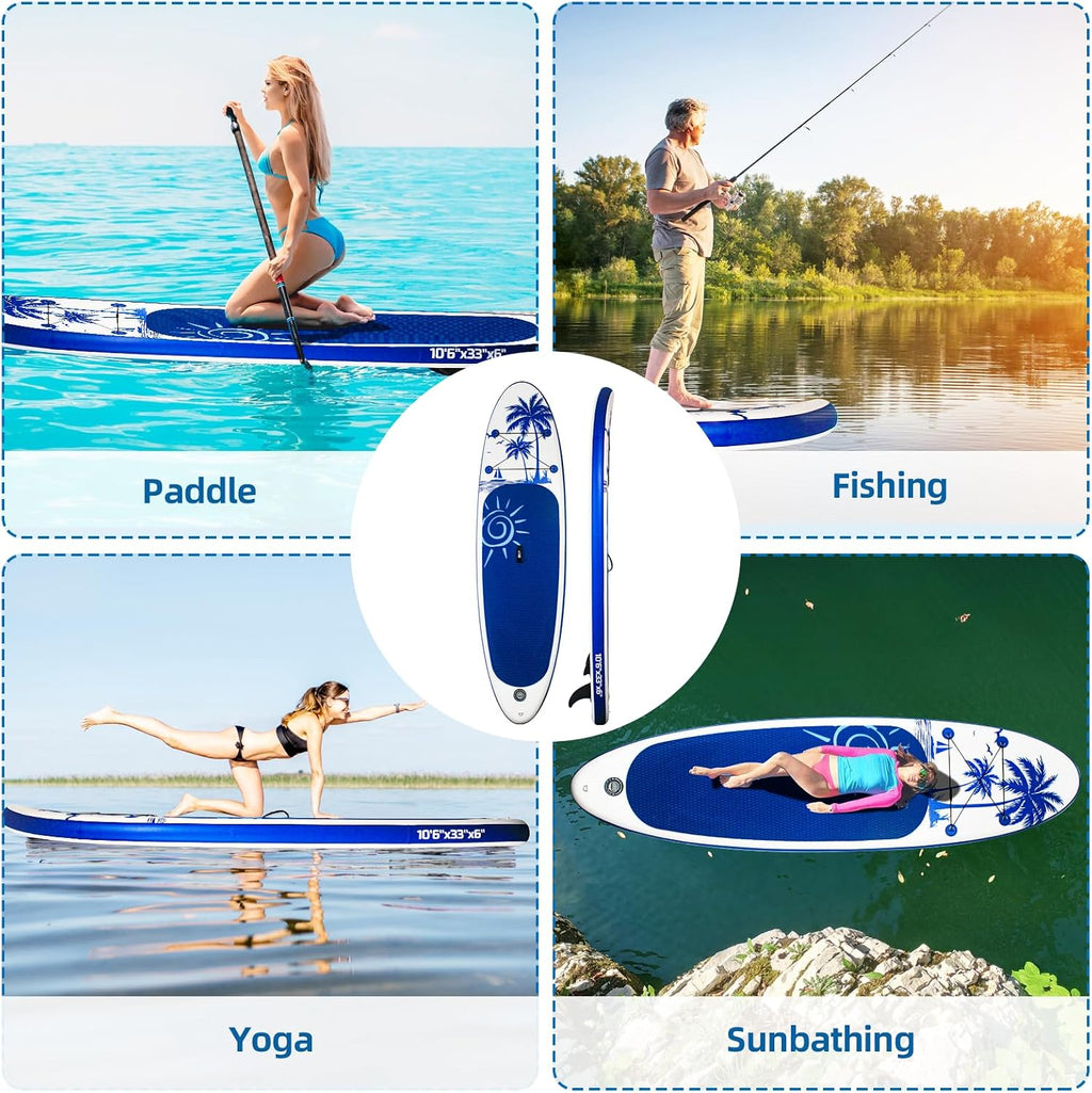 Inflatable Stand Up Paddle Board, with Paddle Board Accessories and Waterproof Phone Bag, 33' Wide Stable Design, Anti-Slip EVA Deck for Youth & Adults of All Skill Levels