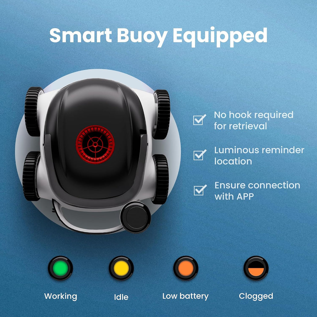 (2025 New) Higgsinno Pool Vacuum for Inground/Above, Smart Navigation Pool Robotic Cordless Cleaner with App, Lasts up to 240 Mins, Ultra-fine Dual Filter for Superior Cleaning up to 1,076 Sq.Ft