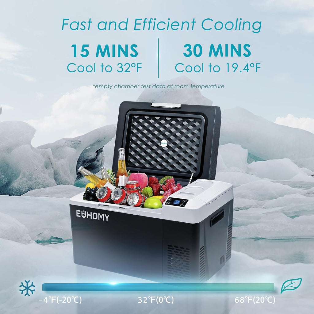 EUHOMY 12 Volt Refrigerator, 24QT(23L) Electric Cooler, Car Fridge APP Control, Car Refrigerator 12/24V DC 100-240V AC, Portable Freezer Usable Battery for Camping, Travel, Truck, Outdoor
