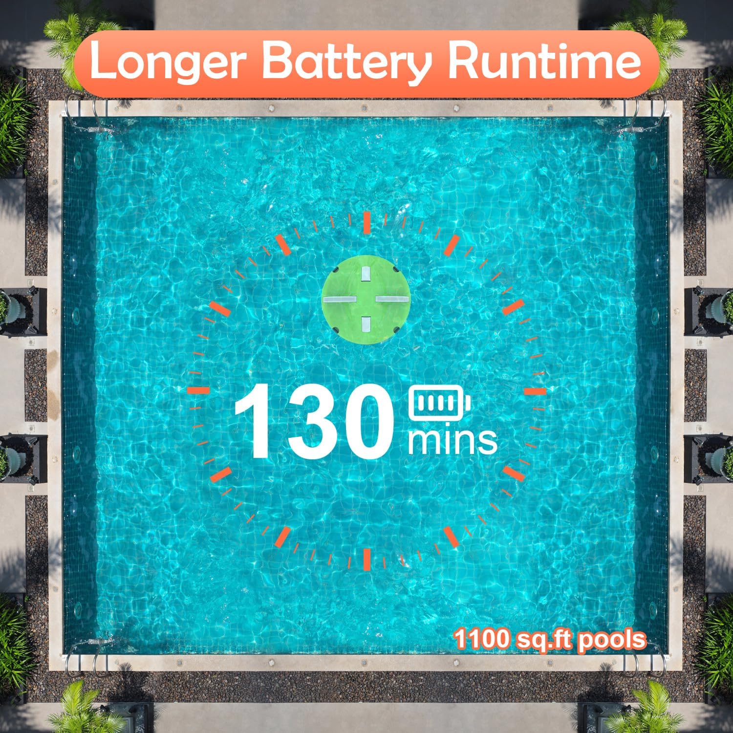 (2026 New) Robot Pool Vacuum for Above Ground Pool, Cordless Robotic Pool Cleaner Dual Motors, 130 Mins Runtime, Auto-Dock, Automatic Pool Vacuum Cleaner for In-Ground Flat Pools Up to 1100 Sq.Ft